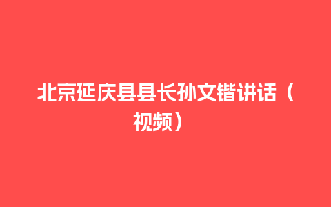 北京延庆县县长孙文锴讲话（视频）  