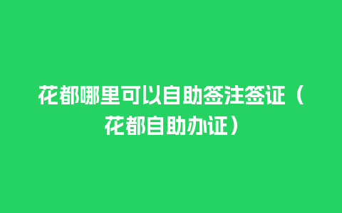 花都哪里可以自助签注签证（花都自助办证）