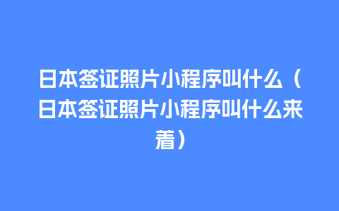 日本签证照片小程序叫什么（日本签证照片小程序叫什么来着）