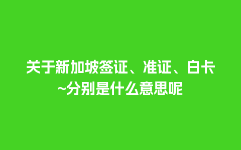 关于新加坡签证、准证、白卡~分别是什么意思呢