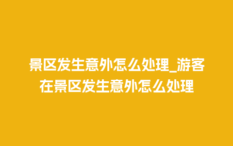 景区发生意外怎么处理_游客在景区发生意外怎么处理