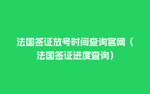 法国签证放号时间查询官网（法国签证进度查询）