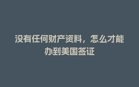 没有任何财产资料，怎么才能办到美国签证