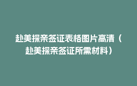 赴美探亲签证表格图片高清（赴美探亲签证所需材料）