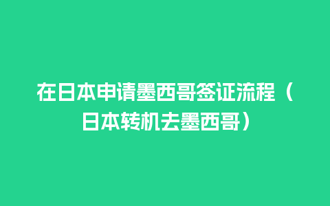 在日本申请墨西哥签证流程（日本转机去墨西哥）