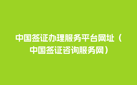 中国签证办理服务平台网址（中国签证咨询服务网）