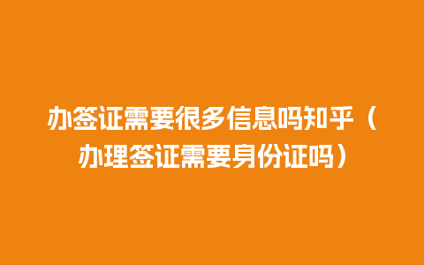 办签证需要很多信息吗知乎（办理签证需要身份证吗）