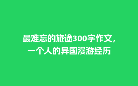 最难忘的旅途300字作文，一个人的异国漫游经历