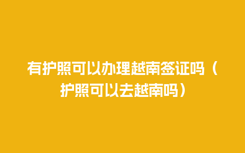 有护照可以办理越南签证吗（护照可以去越南吗）