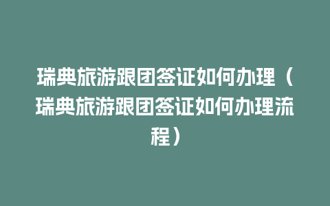 瑞典旅游跟团签证如何办理（瑞典旅游跟团签证如何办理流程）