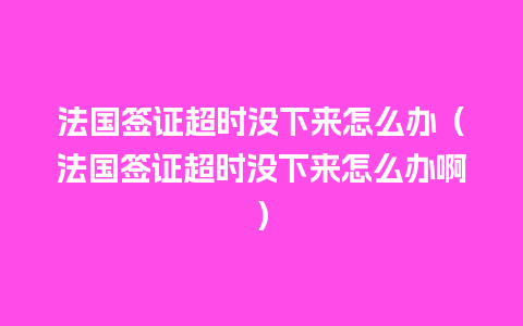 法国签证超时没下来怎么办（法国签证超时没下来怎么办啊）