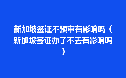 新加坡签证不预审有影响吗（新加坡签证办了不去有影响吗）