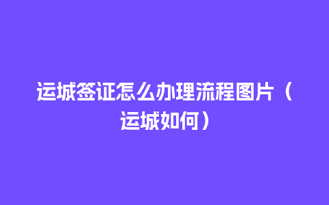 运城签证怎么办理流程图片（运城如何）