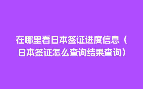 在哪里看日本签证进度信息（日本签证怎么查询结果查询）