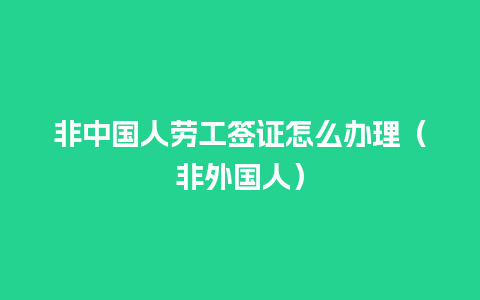 非中国人劳工签证怎么办理（非外国人）