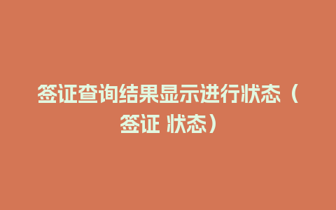 签证查询结果显示进行状态（签证 状态）