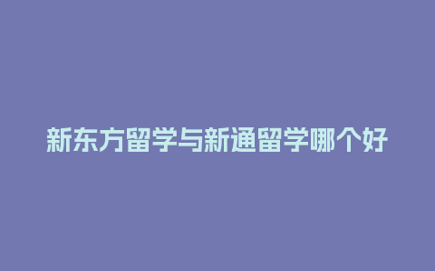 新东方留学与新通留学哪个好