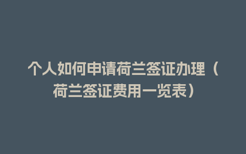 个人如何申请荷兰签证办理（荷兰签证费用一览表）