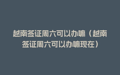 越南签证周六可以办嘛（越南签证周六可以办嘛现在）