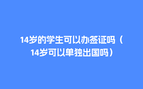 14岁的学生可以办签证吗（14岁可以单独出国吗）