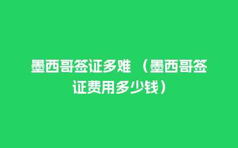 墨西哥签证多难 （墨西哥签证费用多少钱）