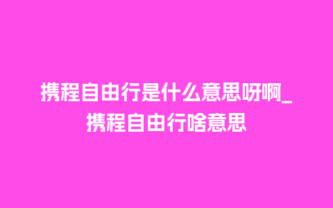 携程自由行是什么意思呀啊_携程自由行啥意思