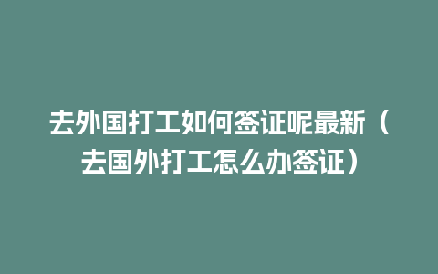 去外国打工如何签证呢最新（去国外打工怎么办签证）