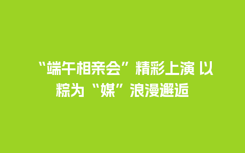 “端午相亲会”精彩上演 以粽为“媒”浪漫邂逅