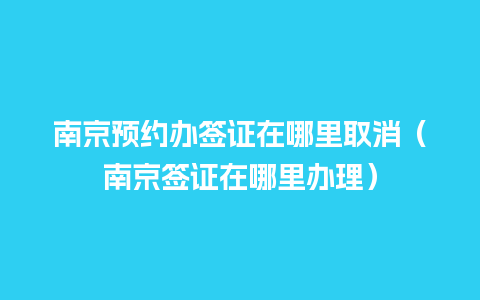 南京预约办签证在哪里取消（南京签证在哪里办理）