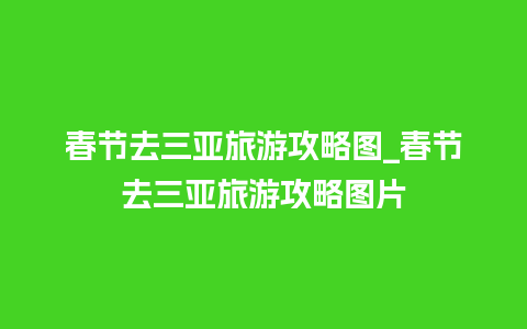 春节去三亚旅游攻略图_春节去三亚旅游攻略图片