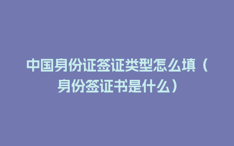 中国身份证签证类型怎么填（身份签证书是什么）