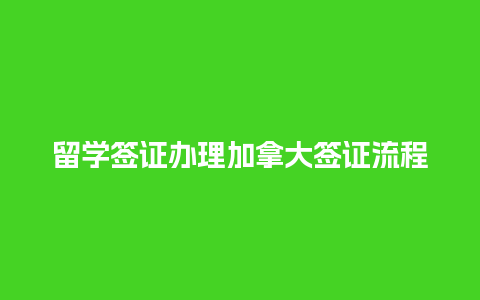 留学签证办理加拿大签证流程