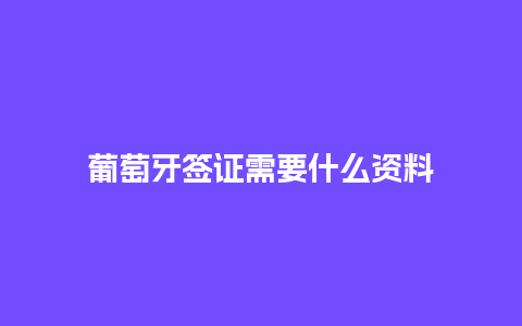 葡萄牙签证需要什么资料