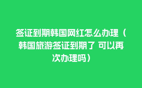 签证到期韩国网红怎么办理（韩国旅游签证到期了 可以再次办理吗）