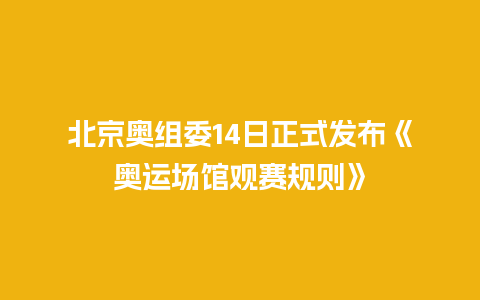 北京奥组委14日正式发布《奥运场馆观赛规则》