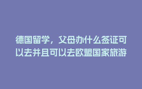 德国留学，父母办什么签证可以去并且可以去欧盟国家旅游