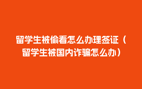 留学生被偷看怎么办理签证（留学生被国内诈骗怎么办）