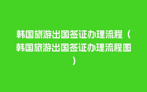 韩国旅游出国签证办理流程（韩国旅游出国签证办理流程图）