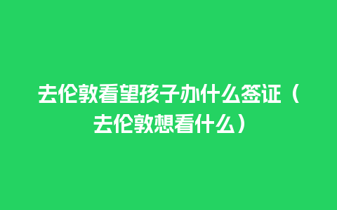 去伦敦看望孩子办什么签证（去伦敦想看什么）