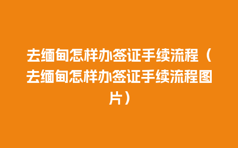 去缅甸怎样办签证手续流程（去缅甸怎样办签证手续流程图片）