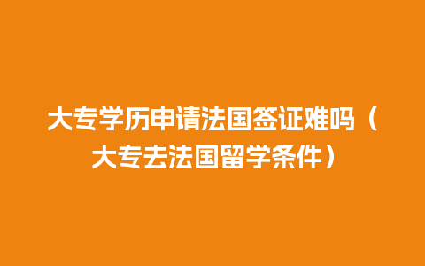 大专学历申请法国签证难吗（大专去法国留学条件）