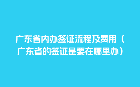 广东省内办签证流程及费用（广东省的签证是要在哪里办）