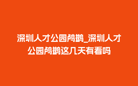 深圳人才公园鸬鹚_深圳人才公园鸬鹚这几天有看吗