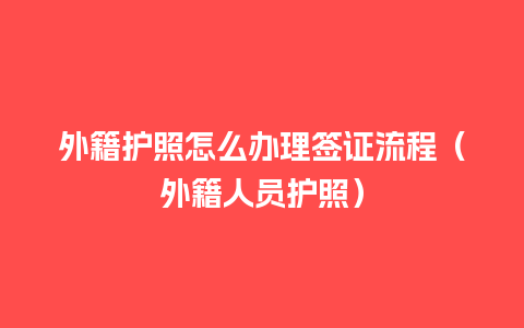 外籍护照怎么办理签证流程（外籍人员护照）