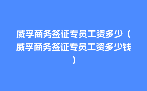 威孚商务签证专员工资多少（威孚商务签证专员工资多少钱）