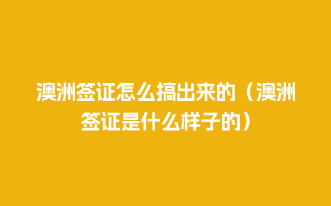 澳洲签证怎么搞出来的（澳洲签证是什么样子的）