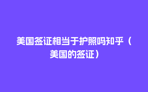 美国签证相当于护照吗知乎（美国的签证）