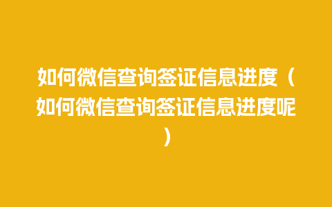 如何微信查询签证信息进度（如何微信查询签证信息进度呢）