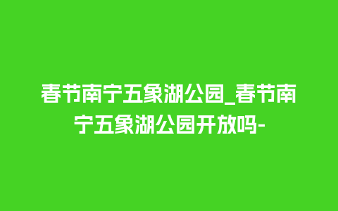 春节南宁五象湖公园_春节南宁五象湖公园开放吗-