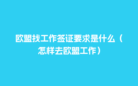 欧盟找工作签证要求是什么（怎样去欧盟工作）